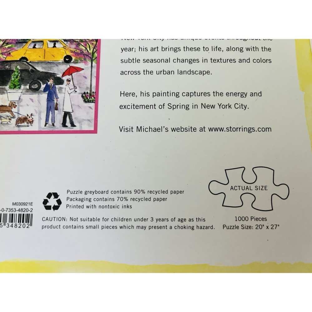 Galison SPRING ON PARK AVENUE 1000 Piece Jigsaw Puzzle Michael Storrings NYC - Picture 5 of 5